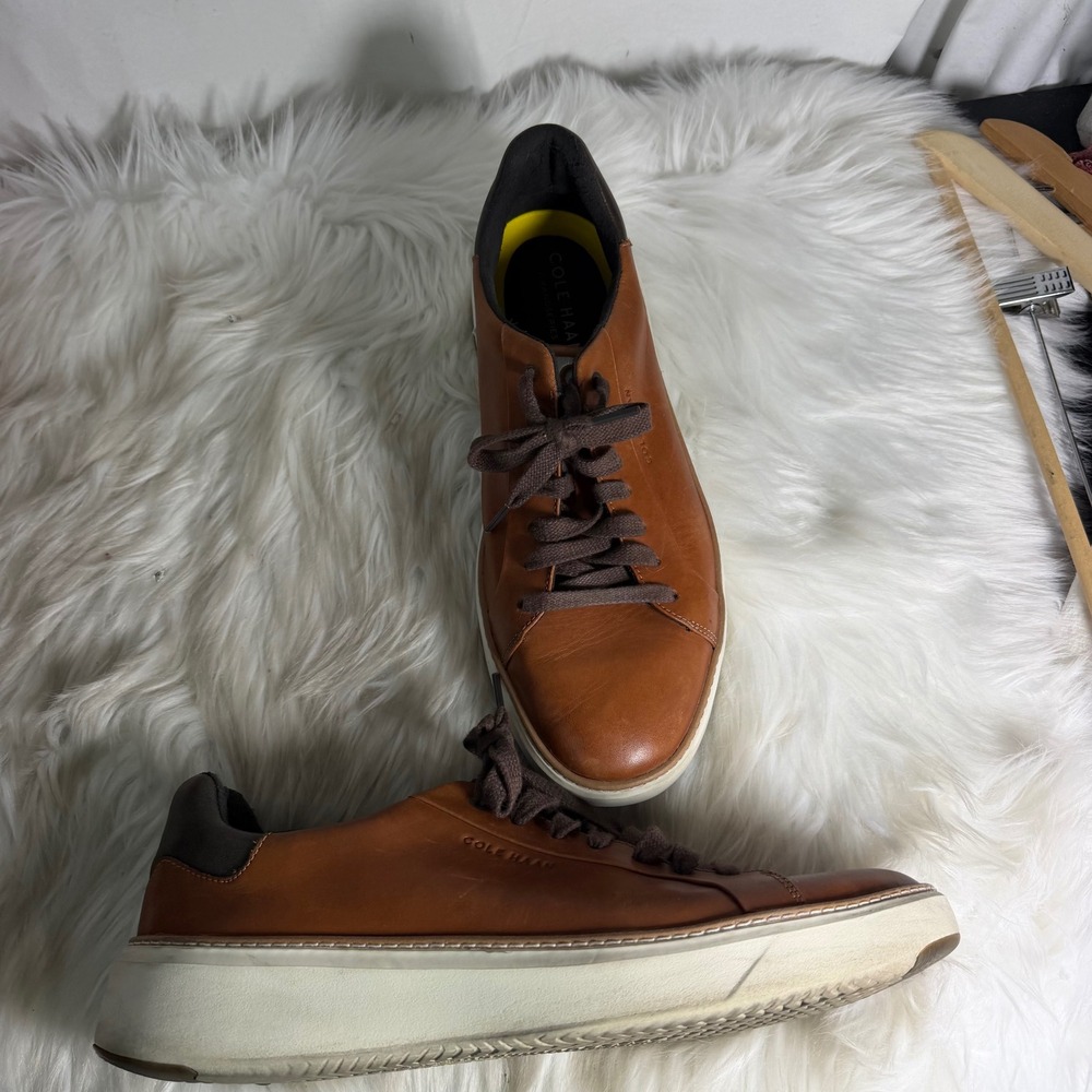Cole Haan Grand Pro Topspin In British Tan Leather Sneakers C34229 Mens 11.5 M